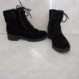 G by Guess Black Velvet Ankle Booties Lace-Up & Zip Boots Size 8 1/2 M